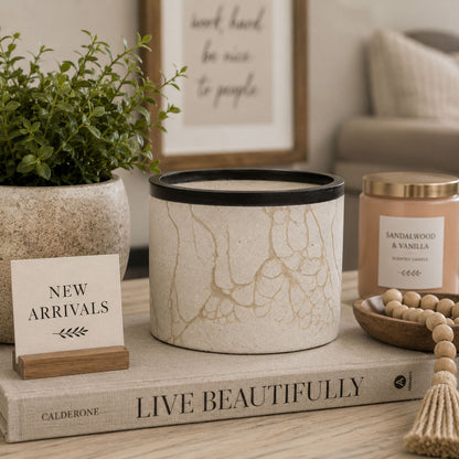 Concrete Gray & Beige Marble Flower Pot | 6" x 6" x 4.75" | Color Crete Creations