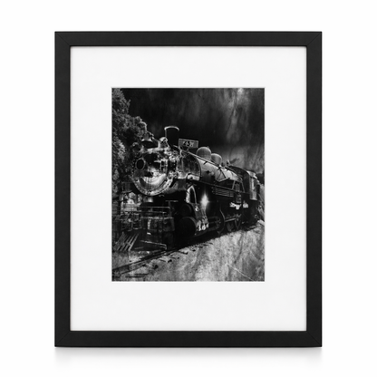 The 237 Lincoln Train Black and White Framed Print By Kent Theesen | 14" x 11" | Tee-Sun Productions