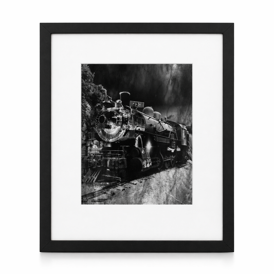 The 237 Lincoln Train Black and White Framed Print By Kent Theesen | 14" x 11" | Tee-Sun Productions