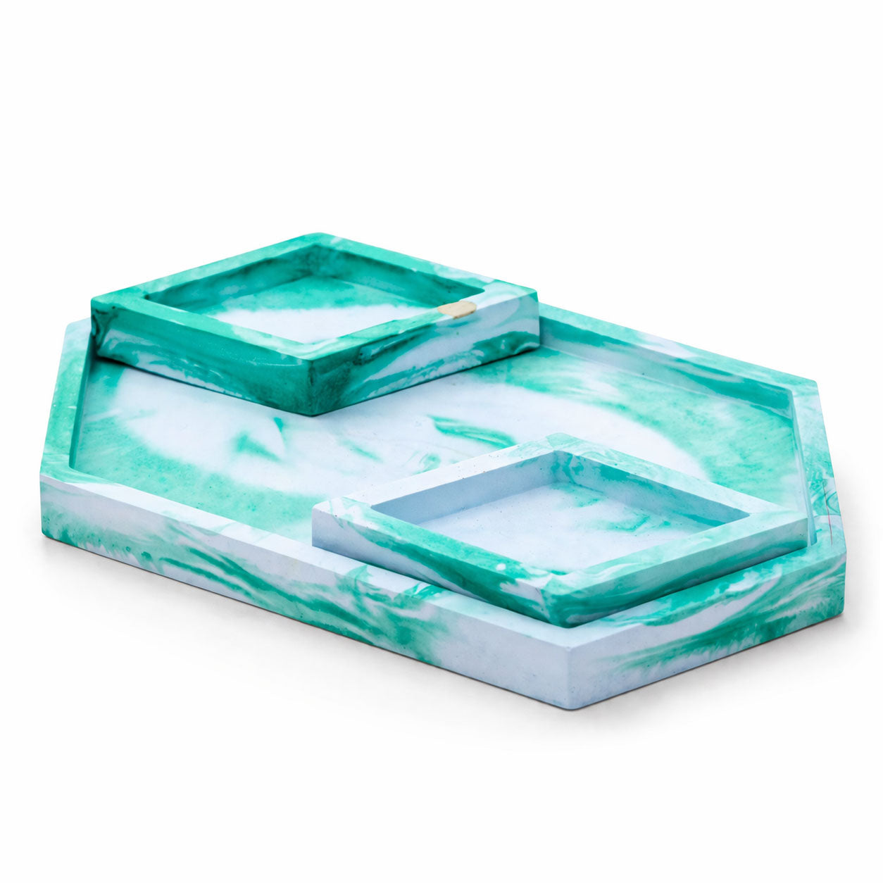 SALE SMALL CHIP | Resin-Concrete Jewelry Tray Set | 6.5" x 4" Hexagon | Color Crete Creations