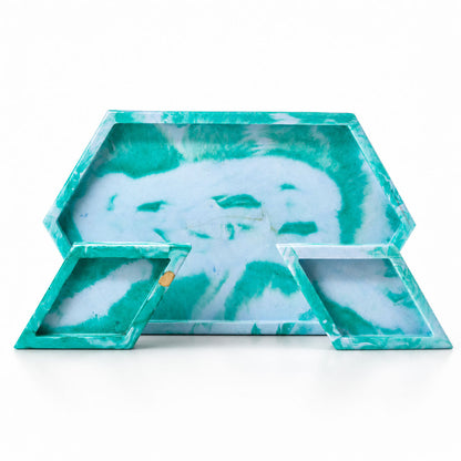 SALE SMALL CHIP | Resin-Concrete Jewelry Tray Set | 6.5" x 4" Hexagon | Color Crete Creations