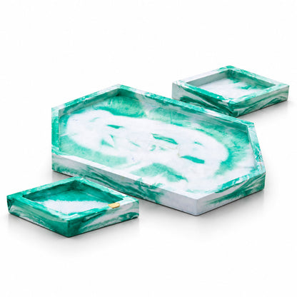 SALE SMALL CHIP | Resin-Concrete Jewelry Tray Set | 6.5" x 4" Hexagon | Color Crete Creations