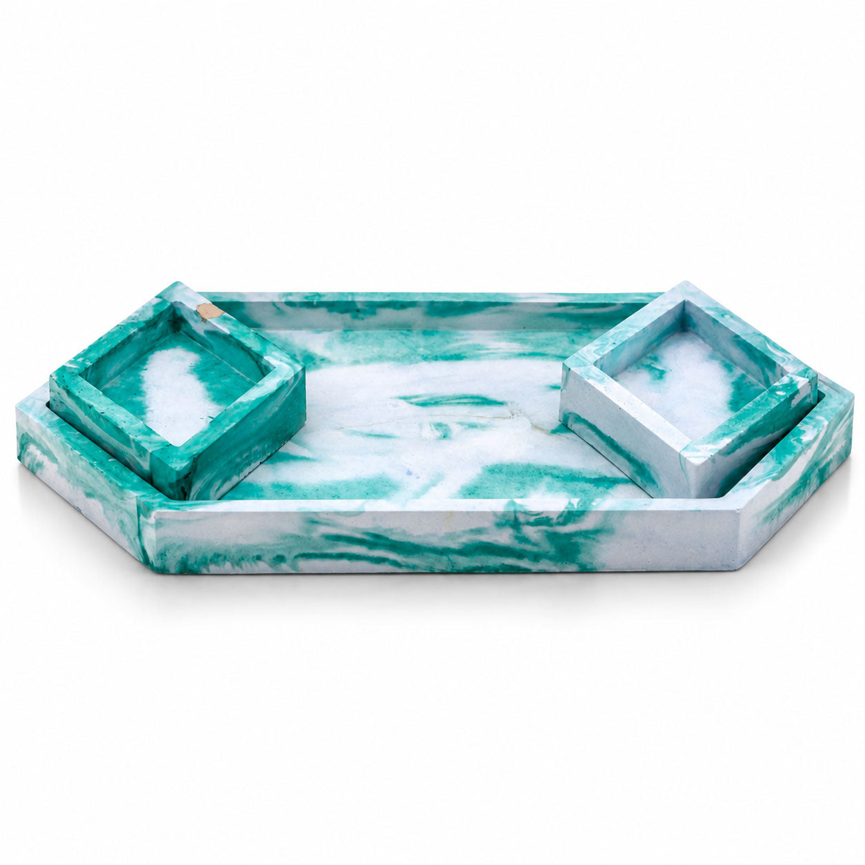 SALE SMALL CHIP | Resin-Concrete Jewelry Tray Set | 6.5" x 4" Hexagon | Color Crete Creations