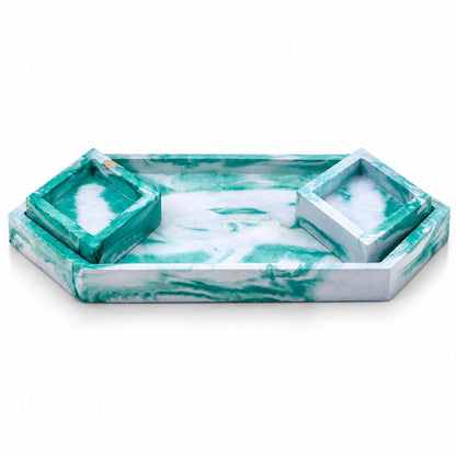 SALE SMALL CHIP | Resin-Concrete Jewelry Tray Set | 6.5" x 4" Hexagon | Color Crete Creations