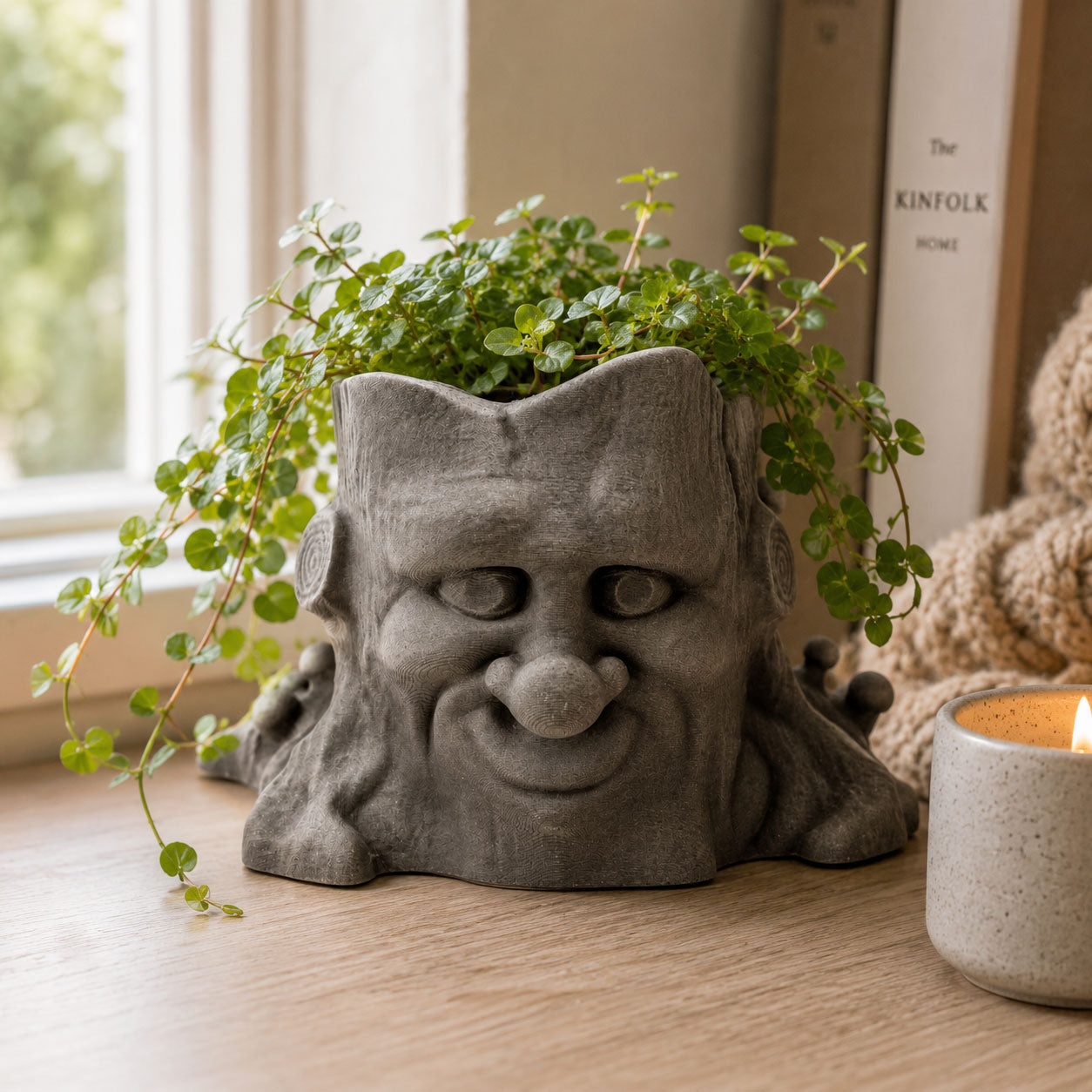 Pottery Old Man Pot Planter | 3.5" x 3.5" x 2.75" | Color Crete Creations