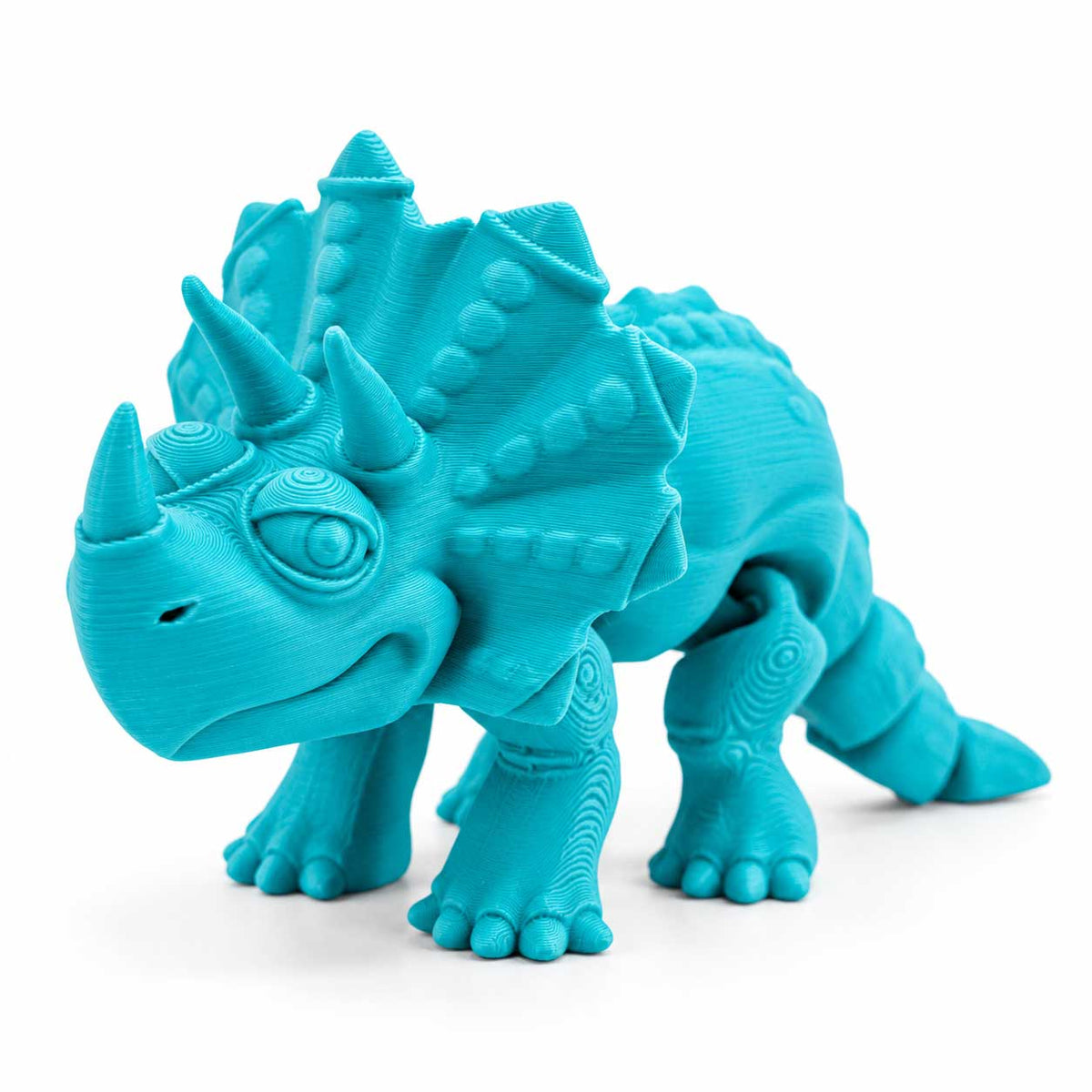 3D Printed Articulated Flexible Triceratops Dinosaur | Multiple Colors | Black Sheep Products LLC Teal