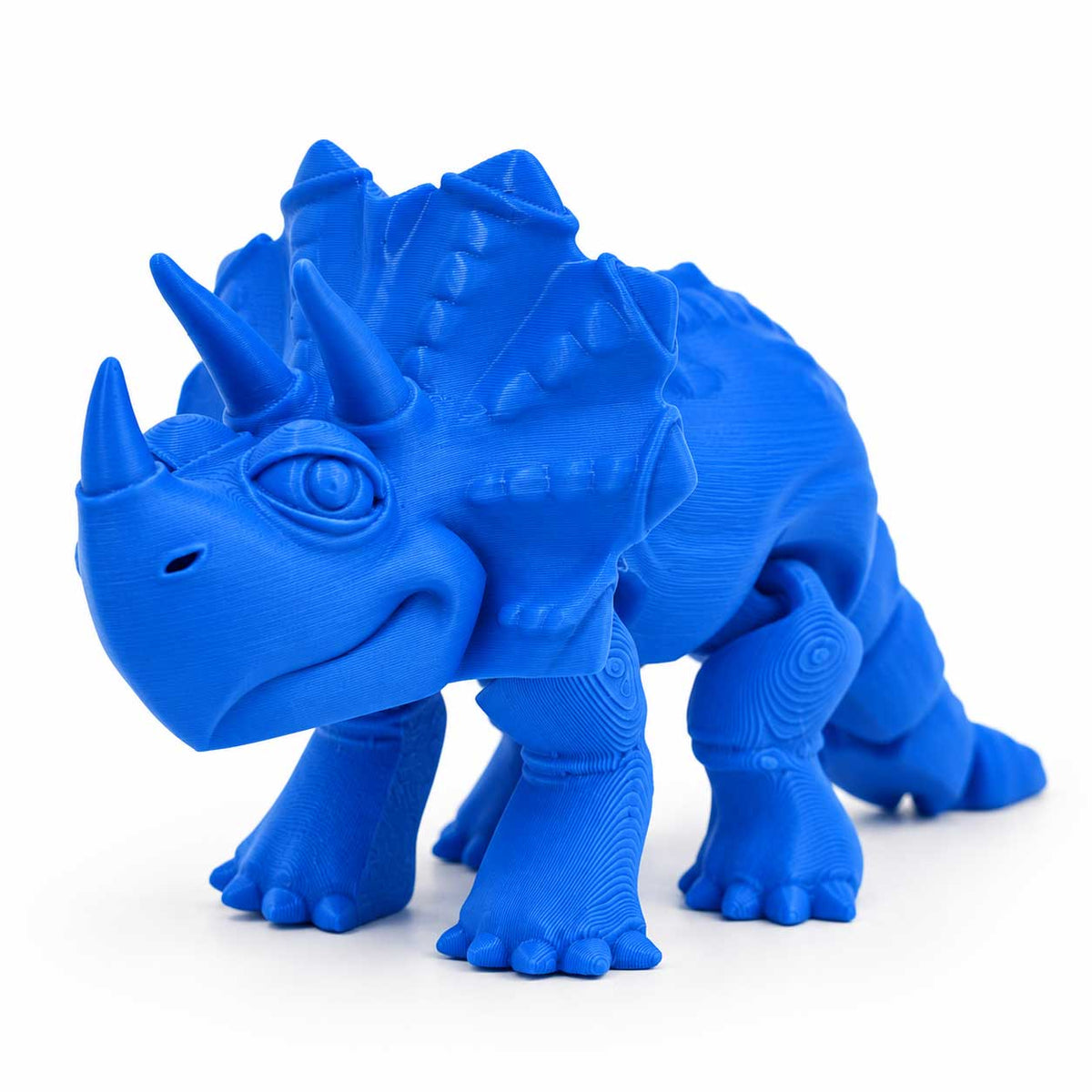 3D Printed Articulated Flexible Triceratops Dinosaur | Multiple Colors | Black Sheep Products LLC Blue