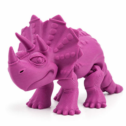 3D Printed Articulated Flexible Triceratops Dinosaur | Multiple Colors | Black Sheep Products LLC Purple