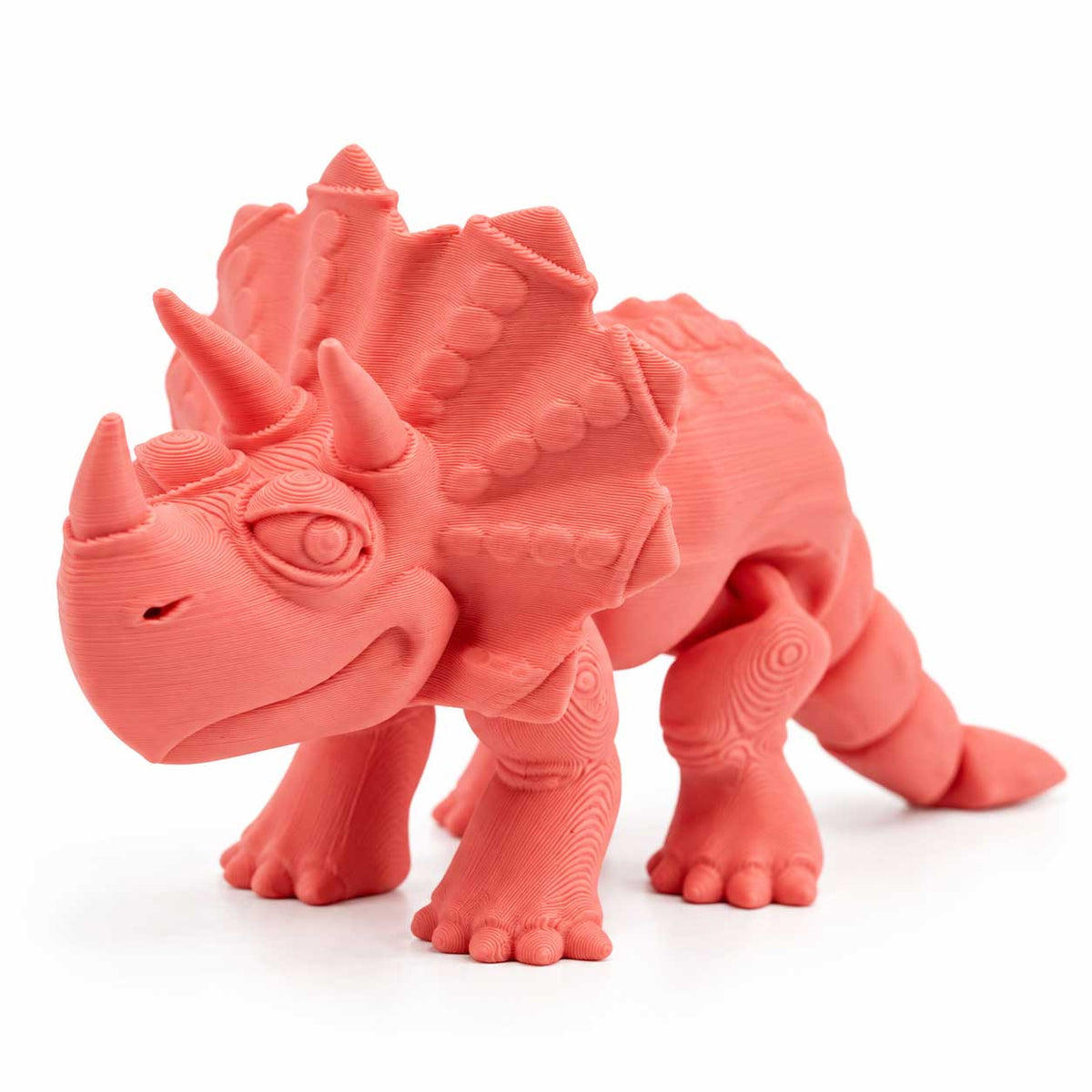 3D Printed Articulated Flexible Triceratops Dinosaur | Multiple Colors | Black Sheep Products LLC Light Pink