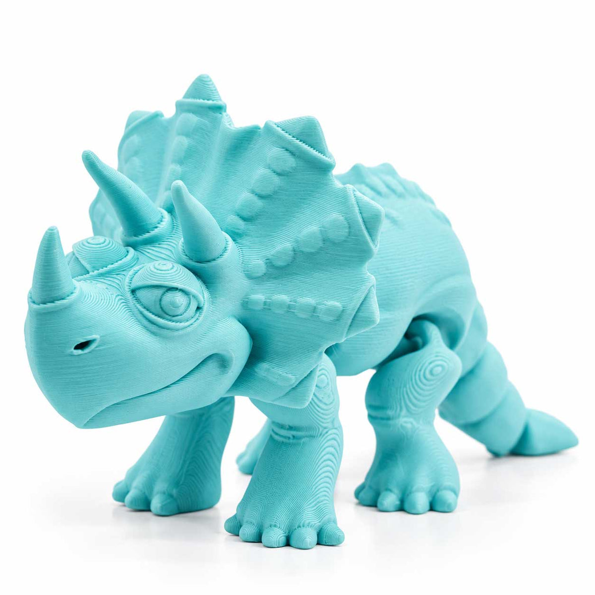 3D Printed Articulated Flexible Triceratops Dinosaur | Multiple Colors | Black Sheep Products LLC Light Blue