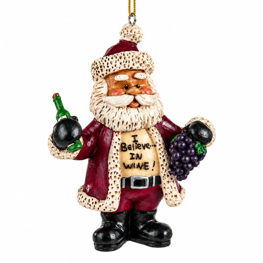 Santa Wine Bottle and Grapes Ornament | Bert Anderson Collection