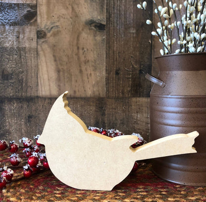 Primitive Wood Cardinal Shelf Sitter: UNFINISHED CLEARANCE