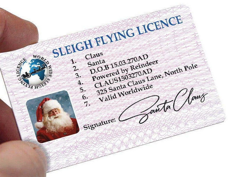 Santa Flying License – Christmas Morning Surprise Novelty Card